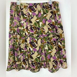 Pretty Fall Floral chiffon skirt in mix of muted, neutrals and brights. Lined.